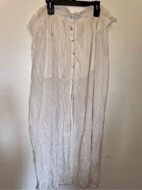 Lightweight White Button-Front Maxi Skirt